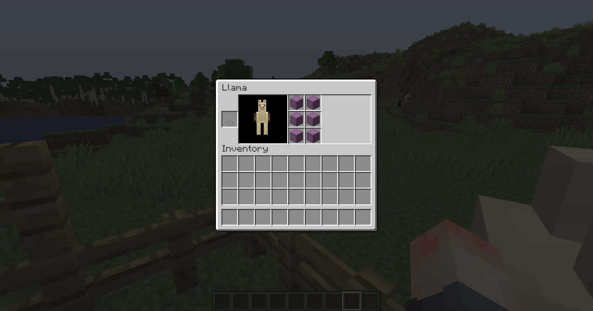 Llamas carry between 3 to 15 slots in the chest, depending on a random parameter.