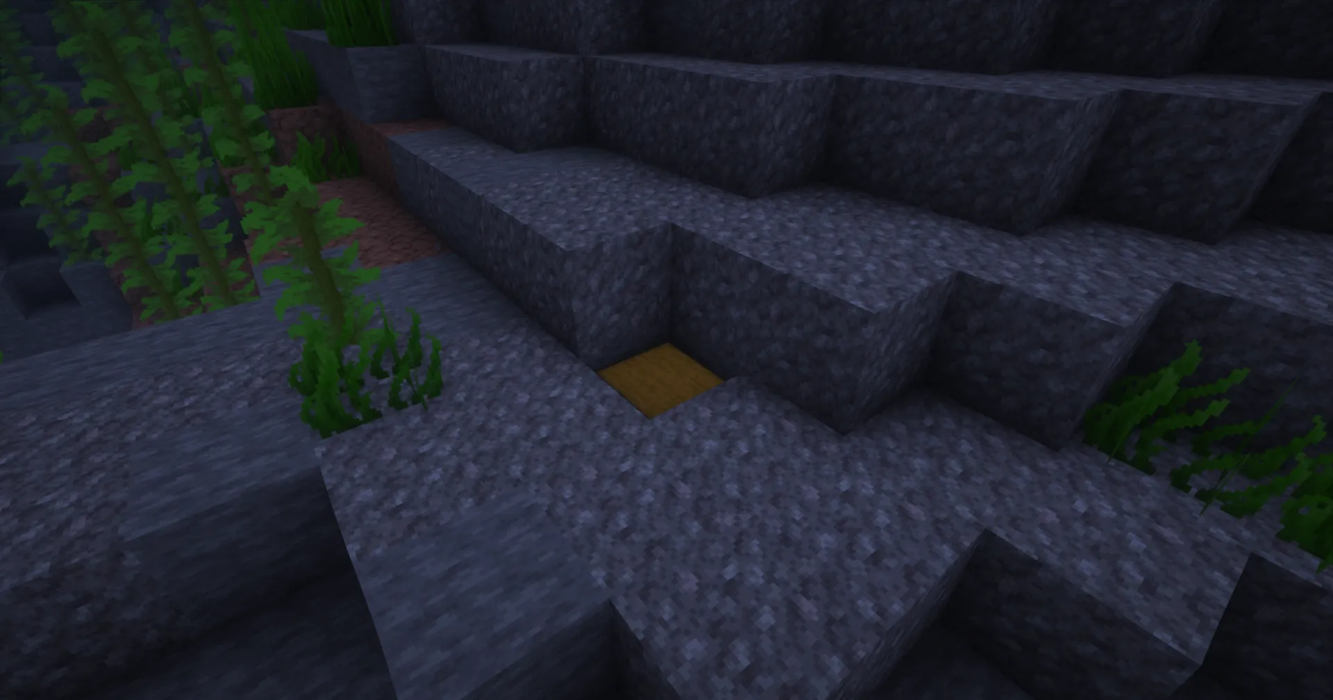 Use a shovel to clear away the sand or gravel. The treasure chest will be beneath the block marked by the red X on the map.