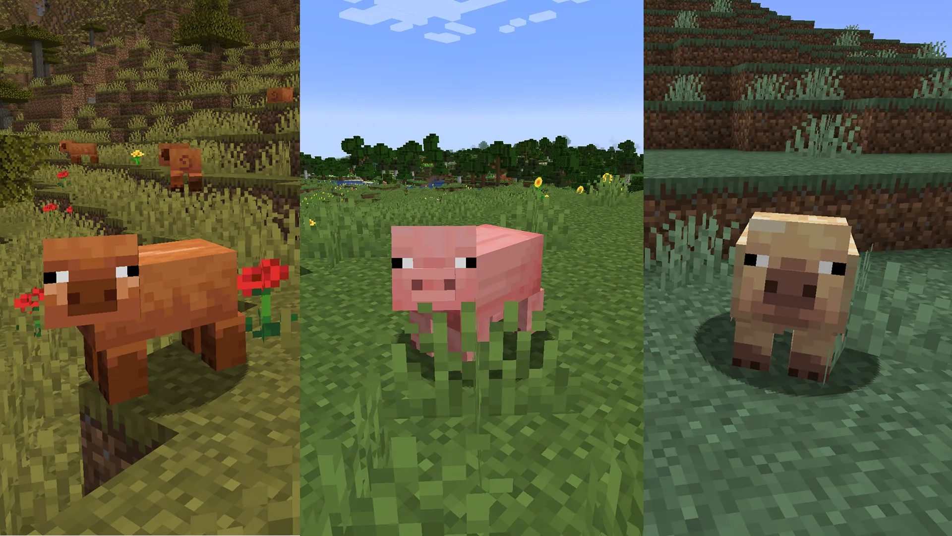 Cows, pigs, and chickens now come in three variants: temperate, warm, and cold. Temperate — the default variant. Warm…