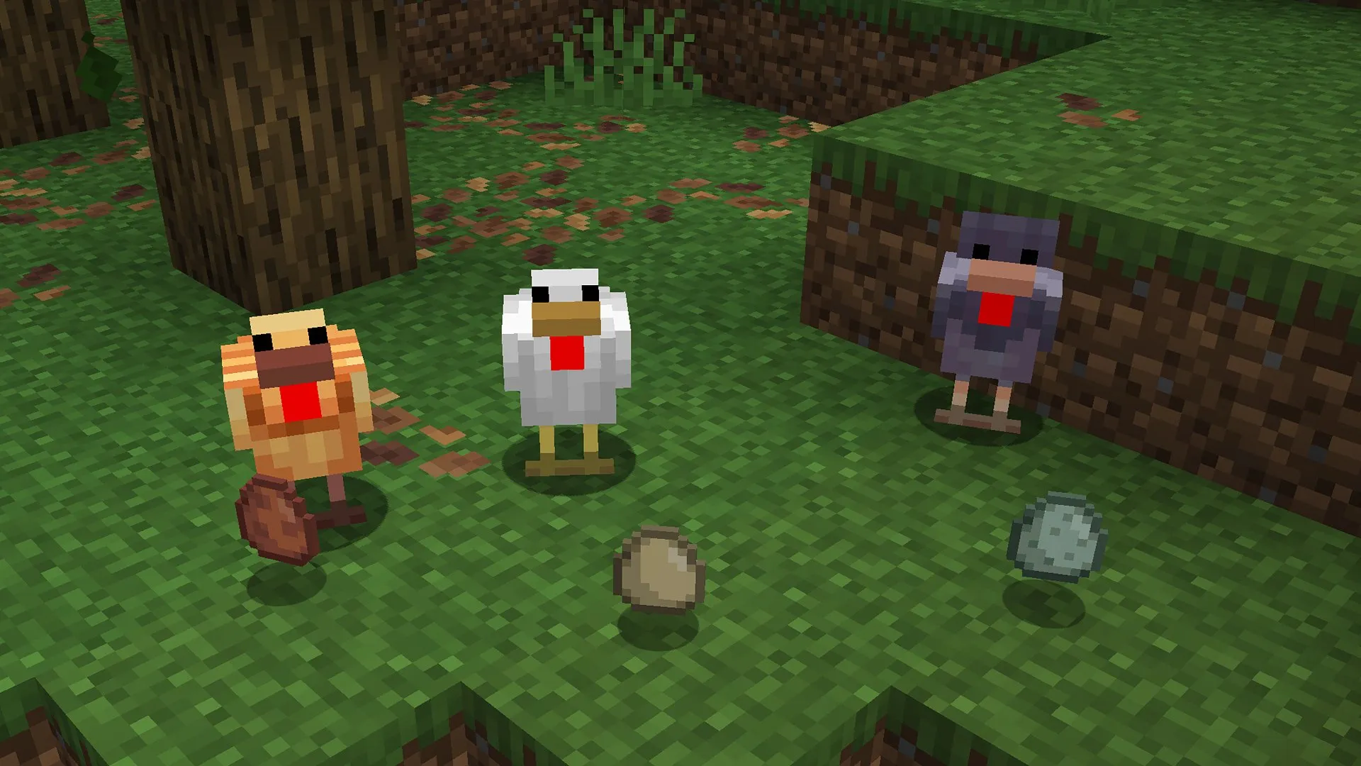 New variants: Blue Egg (cold chicken) and Brown Egg (warm chicken). Can spawn matching chicken variants when thrown.