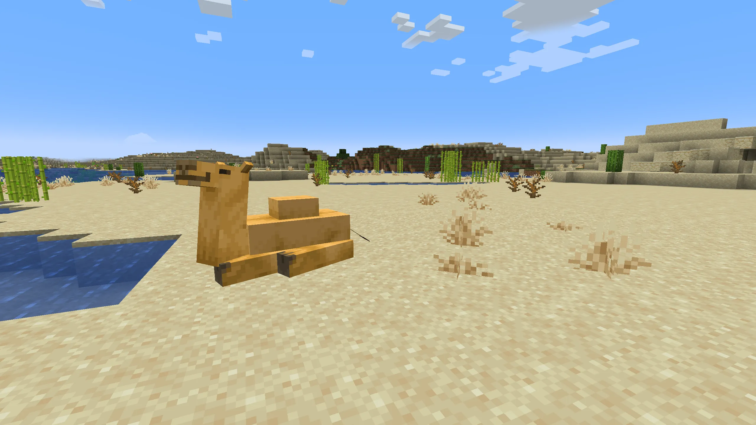 Spawns in deserts and badlands. Bone mealable, compostable, usable as fuel, and eaten by sheep to regrow wool.